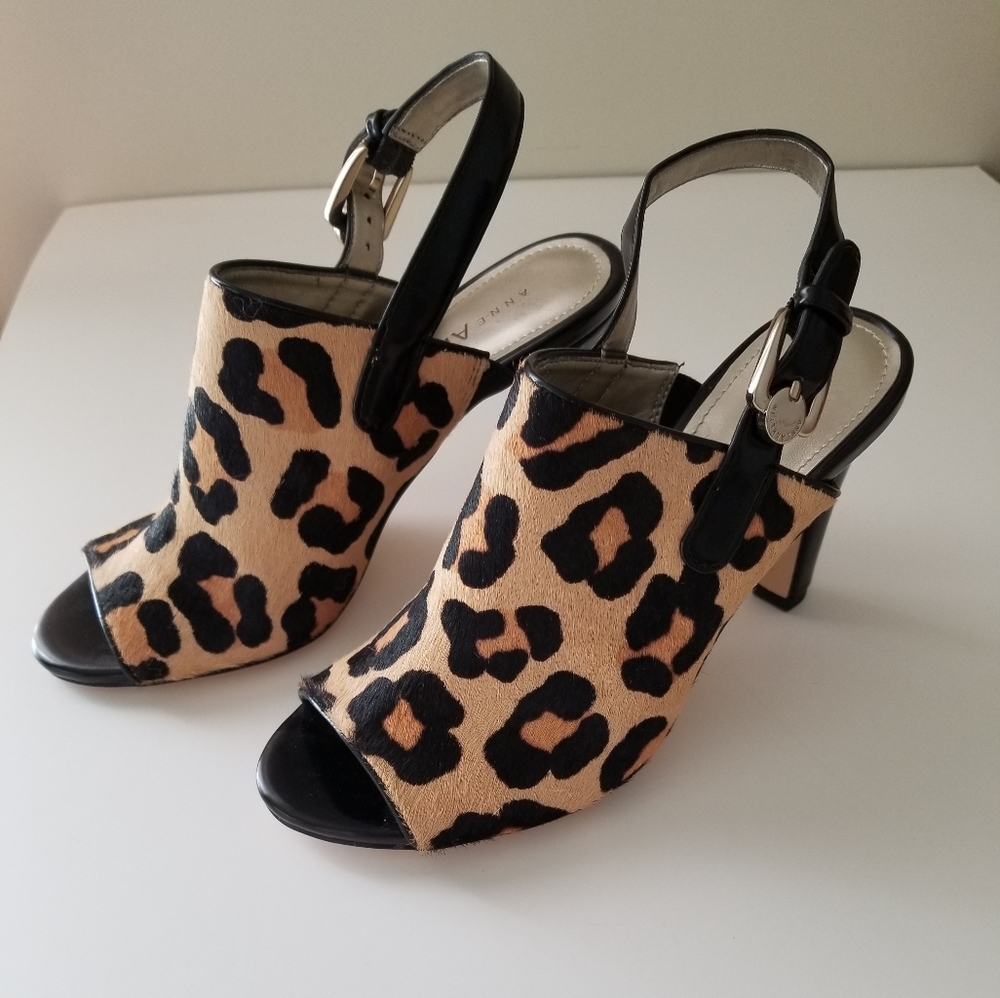 ANNE KLEIN calf hair heels